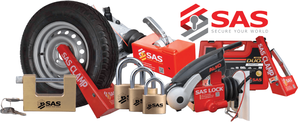 SAS TRAILER LOCKS from DANHIRE Please contact us or call in for a full list of SAS security products for trailers and towing, that we have available, including wheel clamps, Locking wheel bolts, tooling hitchlocks, shackle locks, pad locks, security cables and chains, etc.