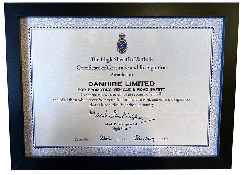 The High Sheriff of Suffolk revealed he too was presenting another major Award to DANHIRE
